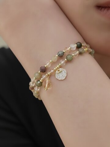 크리스탈 비즈 펜던트 원석 팔찌