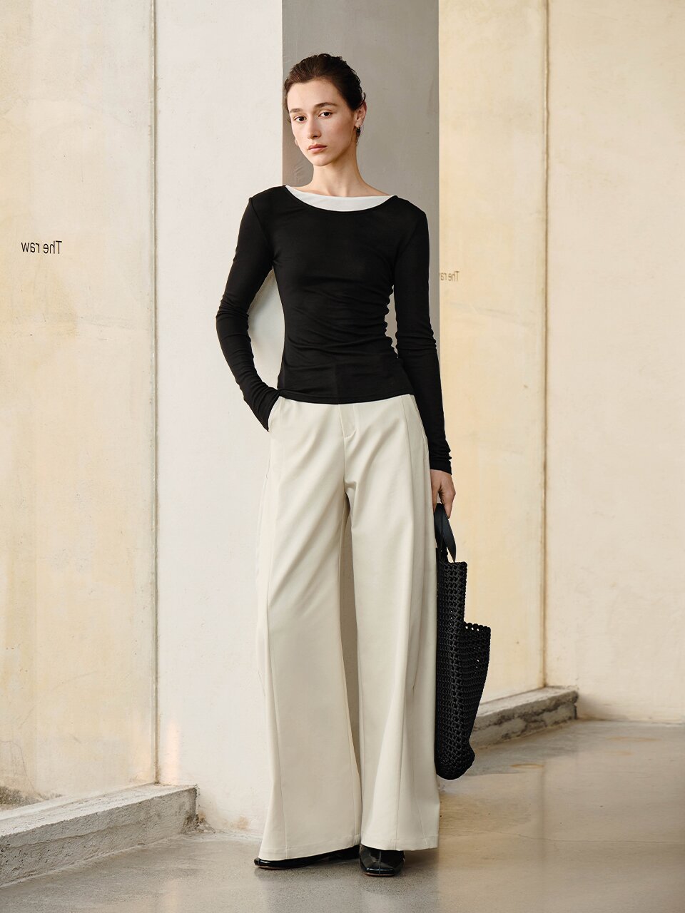 YY_Casual fake two piece knit top_2color