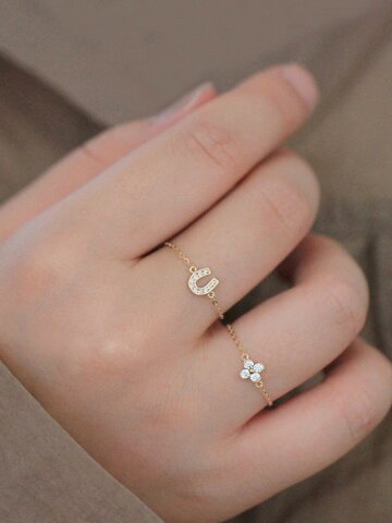 발말굽 반지 레이어드 조절링 실반지 우정반지