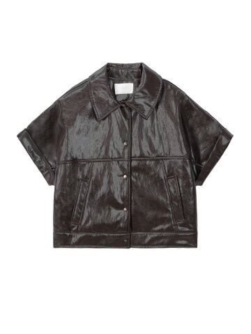 Leather harp vest_khaki