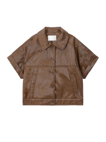 Leather harp vest_brown