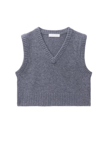 Wool crop knit vest_gray
