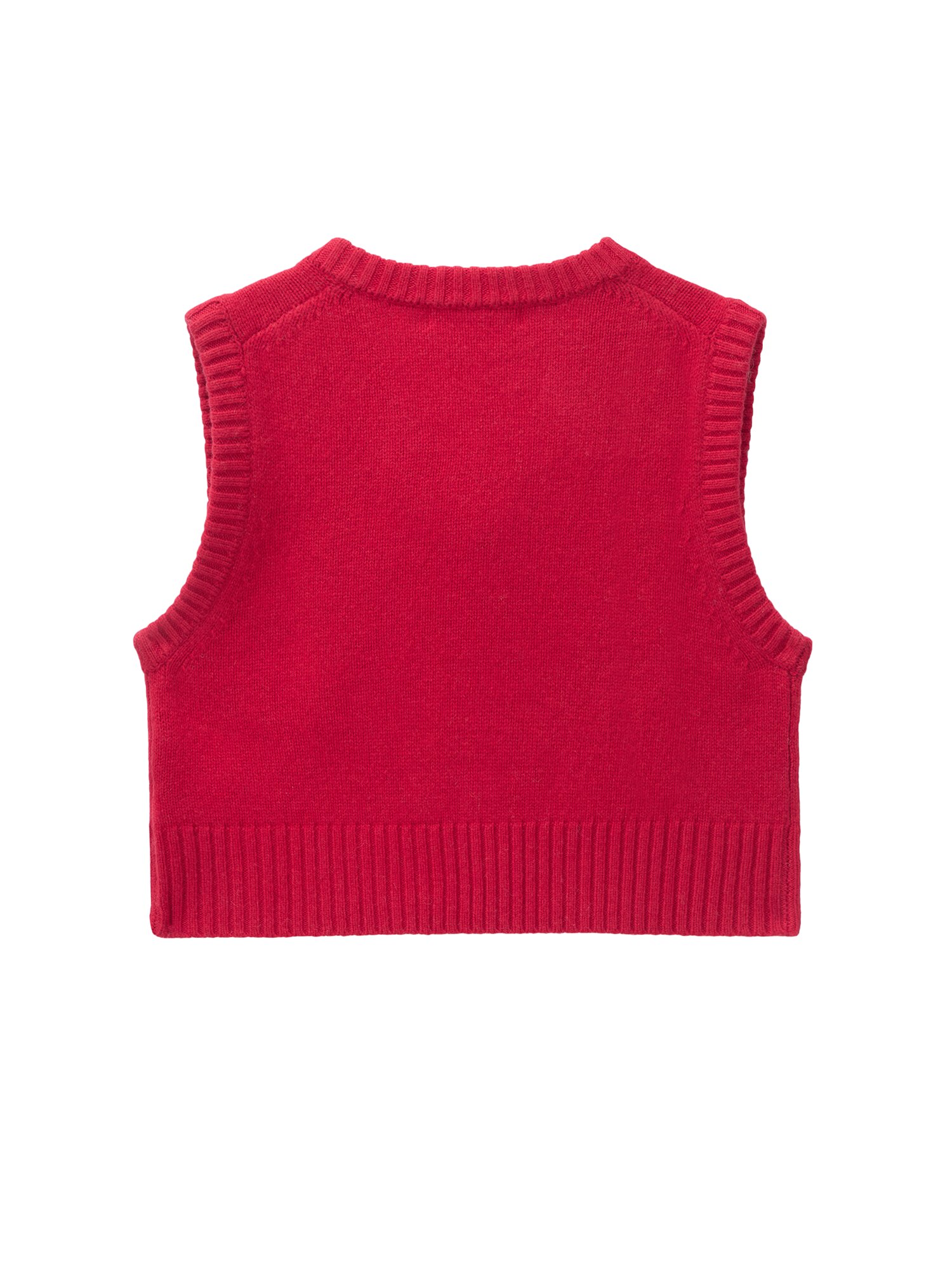 Wool crop knit vest_red