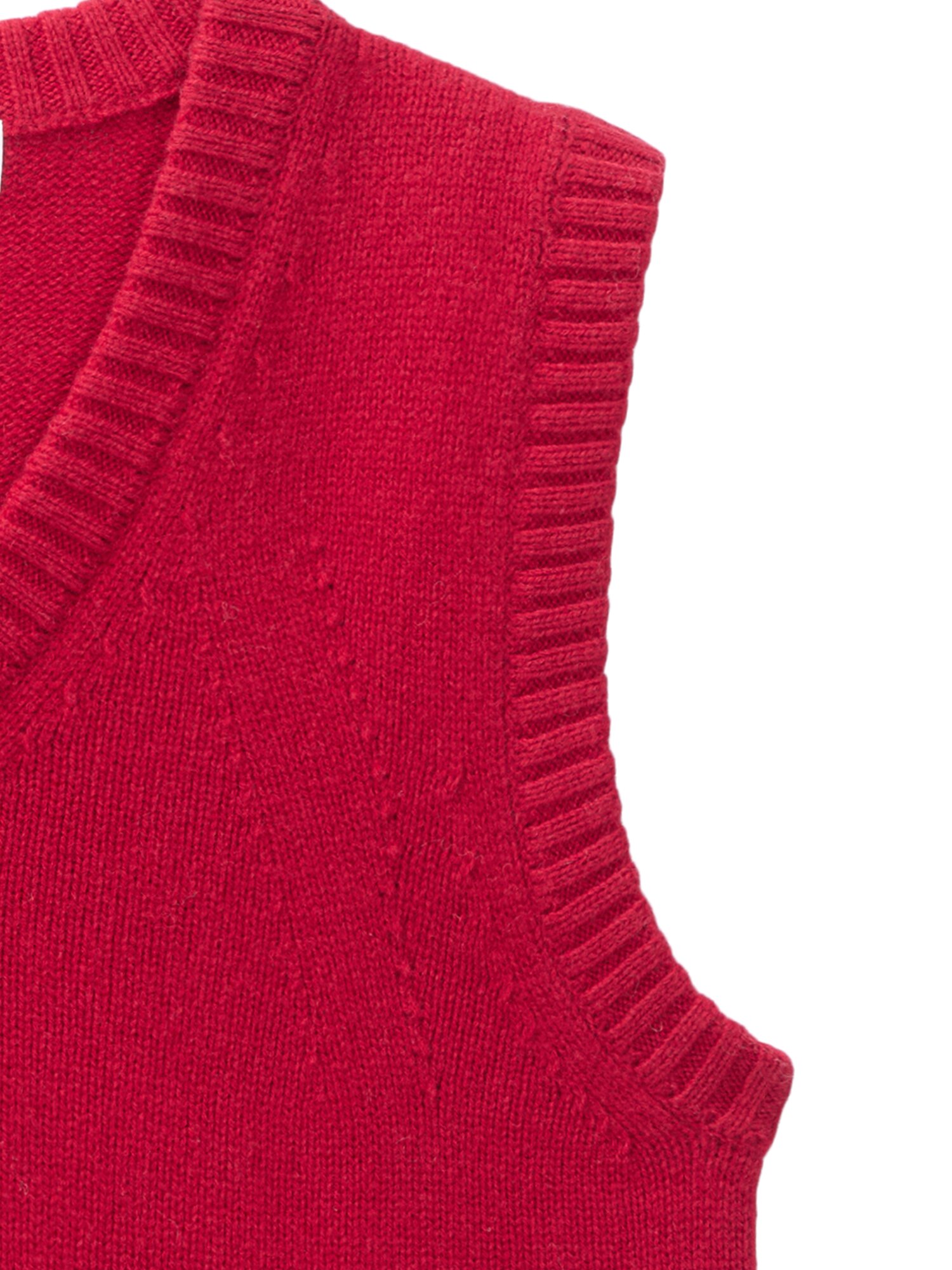 Wool crop knit vest_red