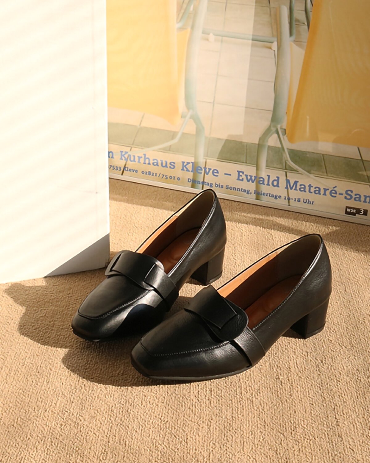 소가죽 로퍼 미들힐 펌프스 4cm MW2312L