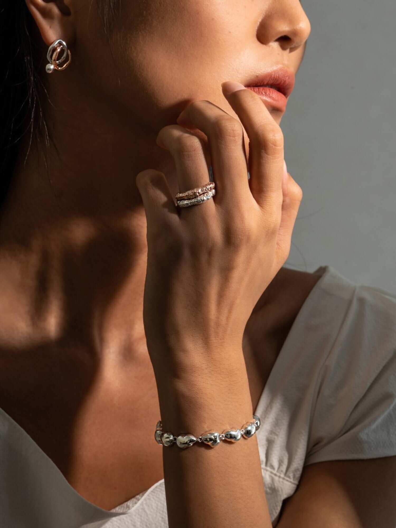 Silver Pebble Pendant Bracelet