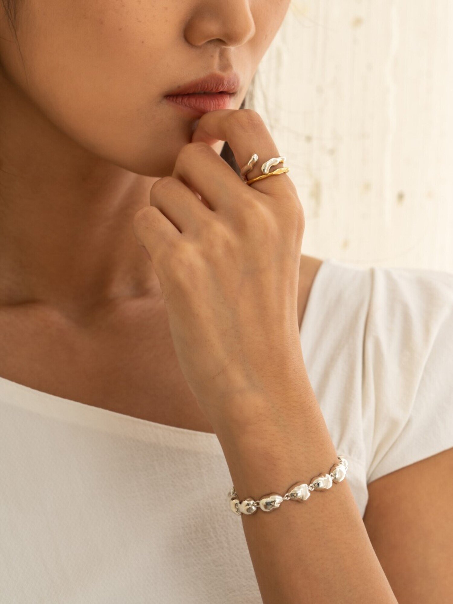 Silver Pebble Pendant Bracelet