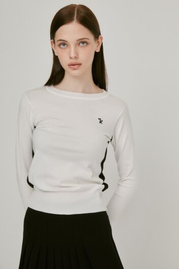 비스코스 투톤 니트 티셔츠 (아이보리)_L3A1-NB01K