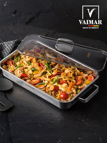 히든쉐프 스테인레스 IH 와이드 직사각팬+뚜껑포함