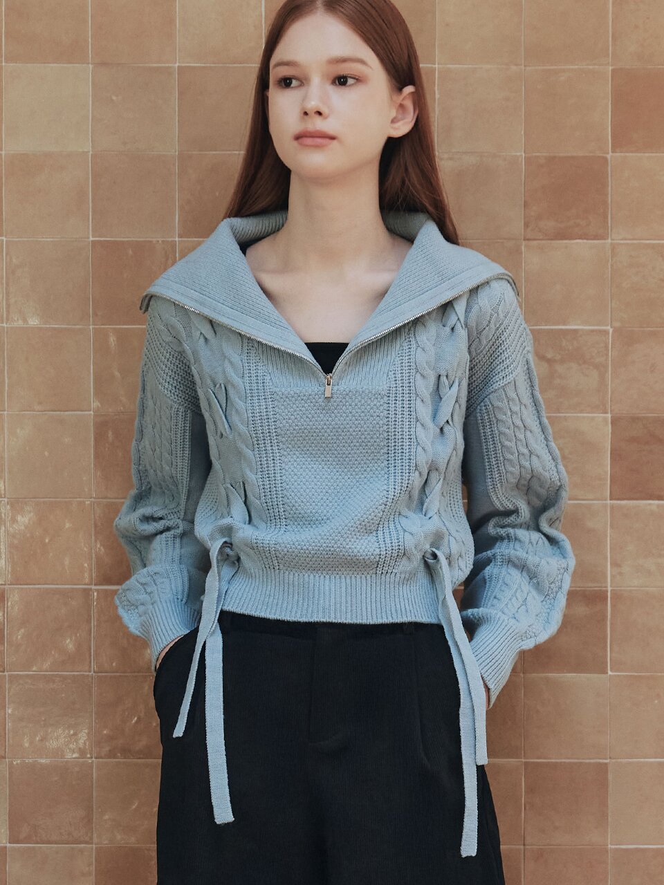 [7컬러] 리본 집업 스웨터