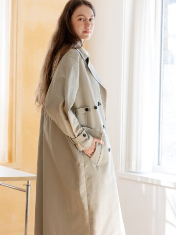 Button point Trench Coat (khaki)