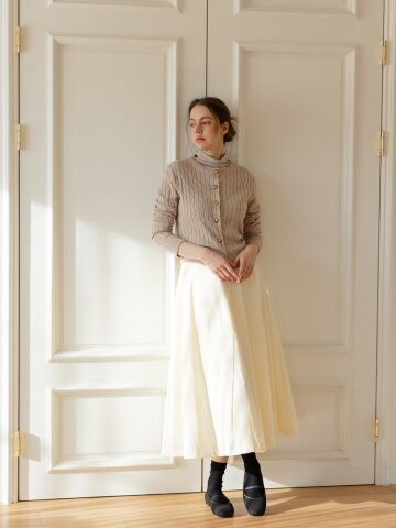 Flared Maxi Skirts(Cream)