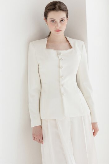 [주문제작] Square Neck Beads Jacket [IVORY]