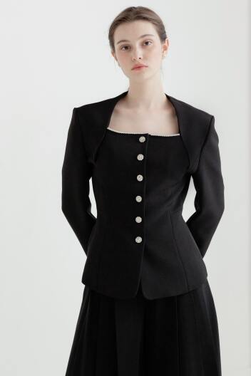 [주문제작] Square Neck Beads Jacket [BLACK]