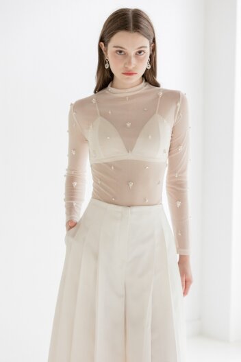 [주문제작] Beads See-through Top [IVORY]
