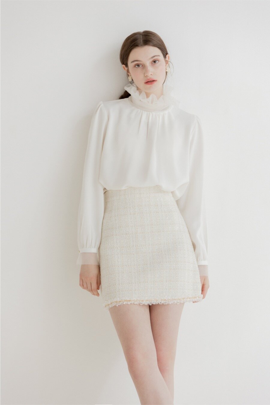 [주문제작] Neck Ruffle Blouse