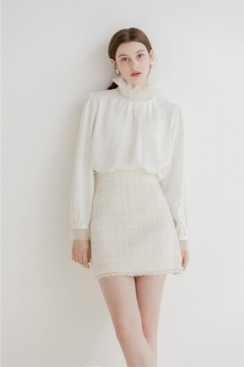 [주문제작] Neck Ruffle Blouse