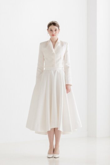 Mikado Tuck Hool Skirt [IVORY]