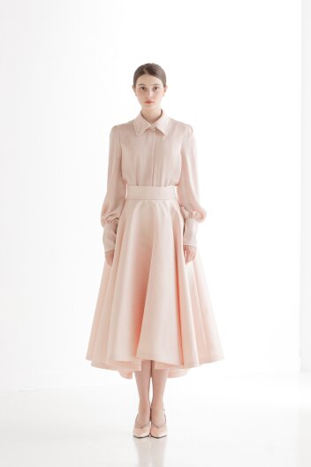 Mikado Tuck Hool Skirt [PEACH]