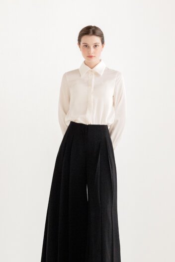 Chiffon Slim Blouse [IVORY]