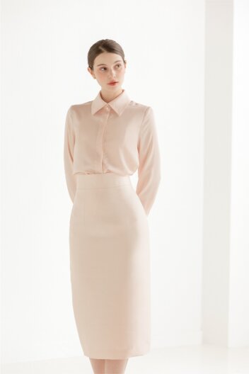 Chiffon Slim Blouse [PEACH]