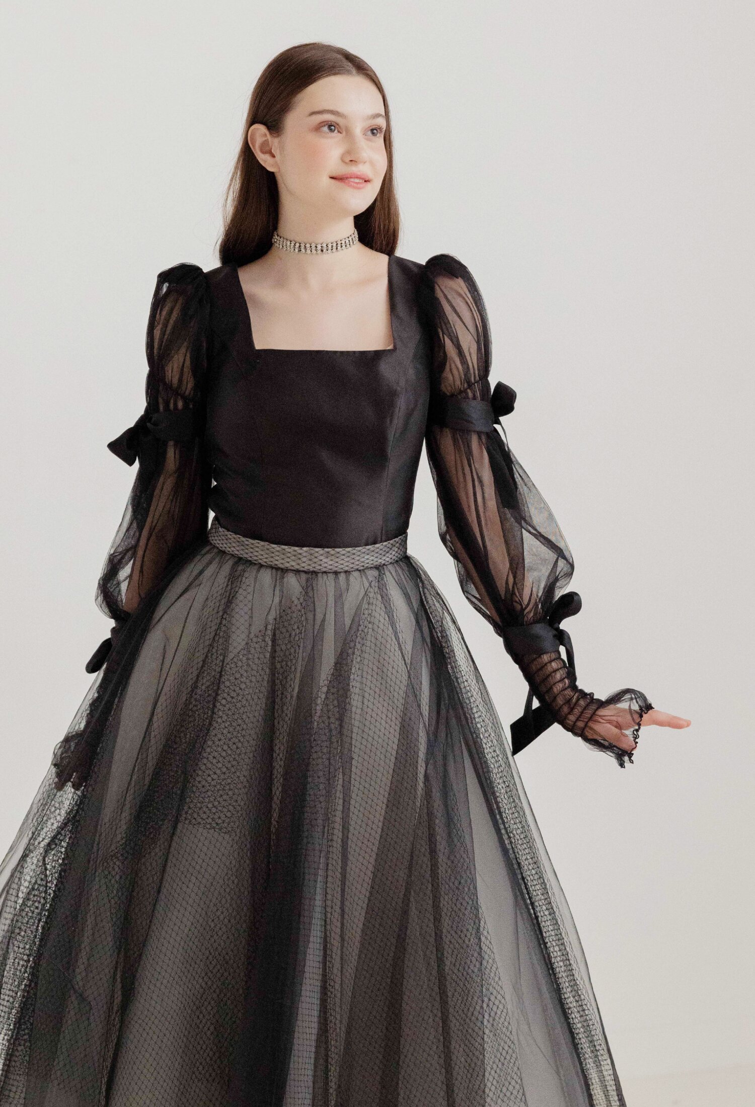 [주문제작] Black dot see-through sha skirt