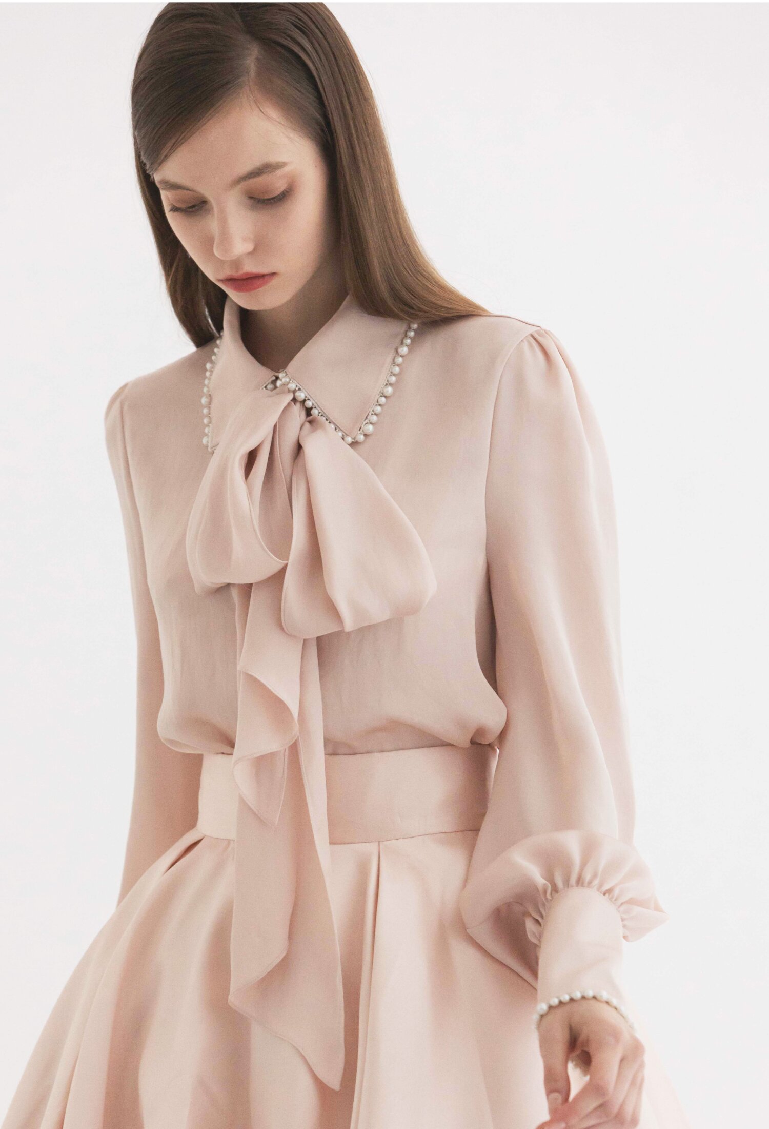 [주문제작] Wedding Tuck Hool Skirt_Peach