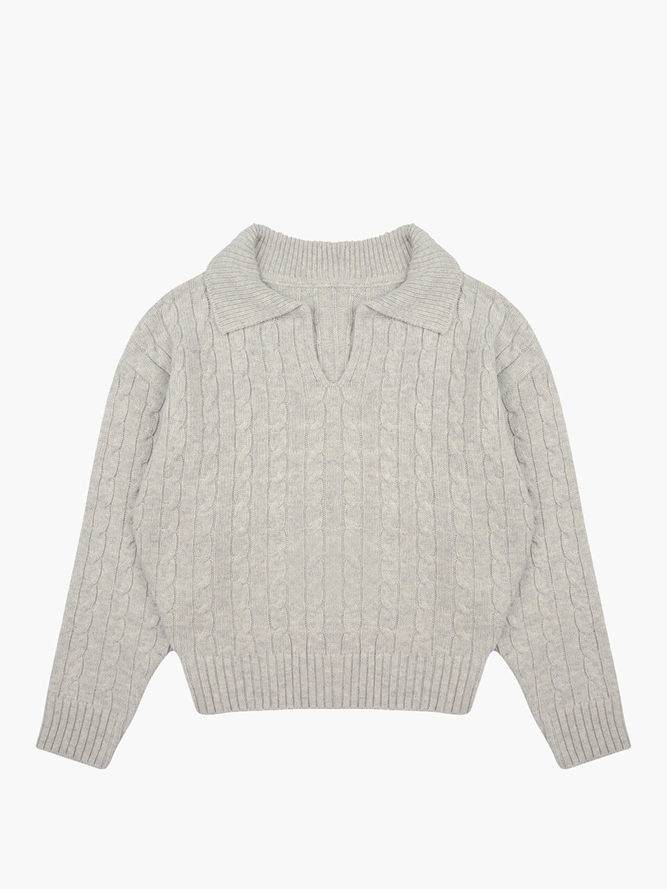 케이블 카라 니트 그레이