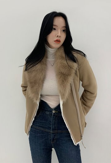 [DO NOT PLAN]폭스 퍼 카라 숏 무스탕_KSJK230803