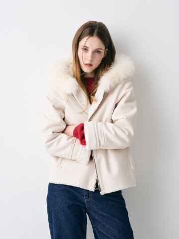 [DO NOT PLAN] 폭스 퍼 후드 무스탕 자켓_KSJK230806