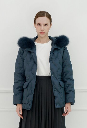 [DO NOT PLAN]퀼팅 폭스퍼 후드 구스 다운 패딩 자켓_ETPD230806