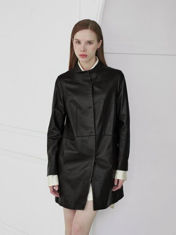 [DO NOT PLAN]램스킨 하프넥 심플 코트_KSCT230805