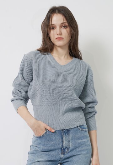 [DO NOT PLAN]베이직 브이넥 골지 니트_JJKT230202