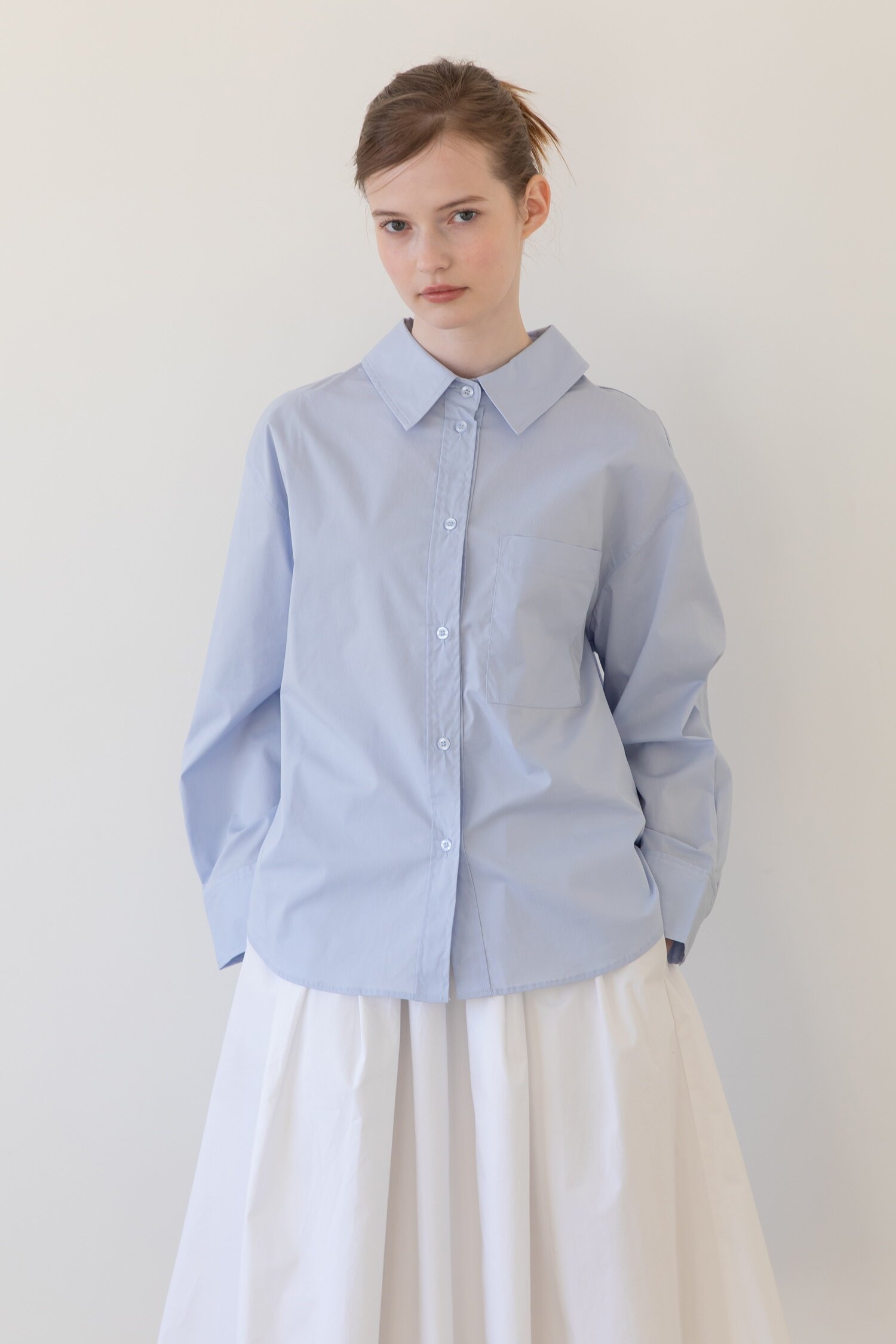 Overfit slit shirt - Blue