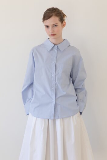 Overfit slit shirt - Blue