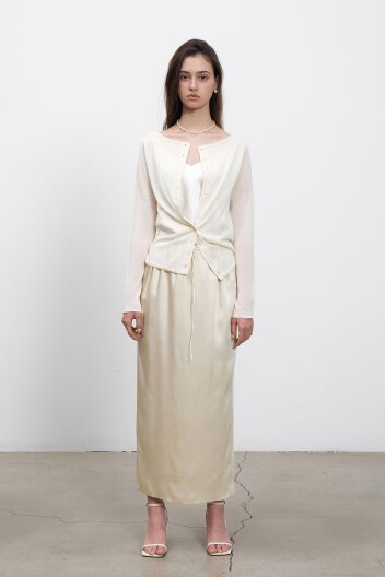 String Satin Long Skirt