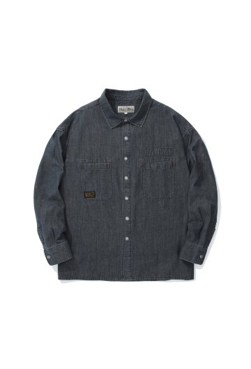 SL-LABEL BIG POCKET DENIM SHIRTS 블랙데님