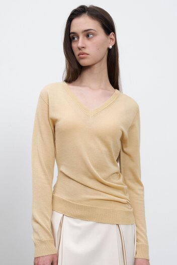 V Neck Shirring Knit