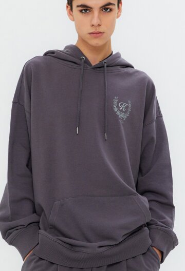 KULTE LAUREL LOGO HOODY GREY