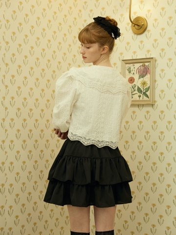 FAIRY TIERED SKIRT PANTS_BLACK