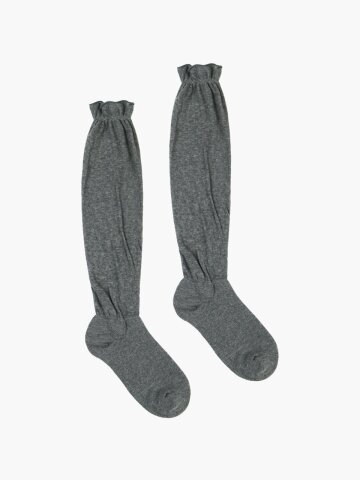FRILL SEE-THROUGH KNEE SOCKS_GREY