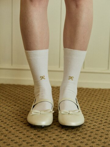 [2pairs 1set] PETITE RIBBON SOCKS SET_WHITE