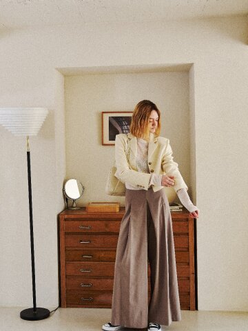 Dressy Pintuck Wide Pants (khakibeige)
