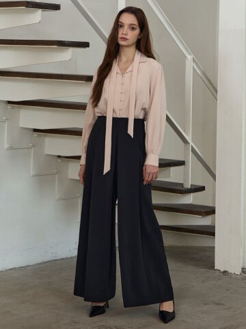 Dressy Pintuck Wide Pants (black)