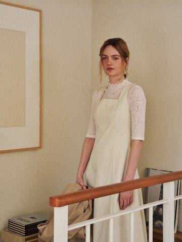 Squareneck sleeveless long dress(cream)