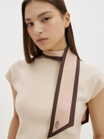 Long Twilly Silk Scarf - Brown/Beige