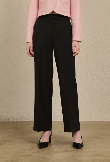 Straight Semi Wide Pants - Black