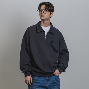 바켄 Collar half zip up 스웨트셔츠 BK7589_차콜