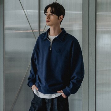 바켄 Collar half zip up 스웨트셔츠 BK7589_네이비