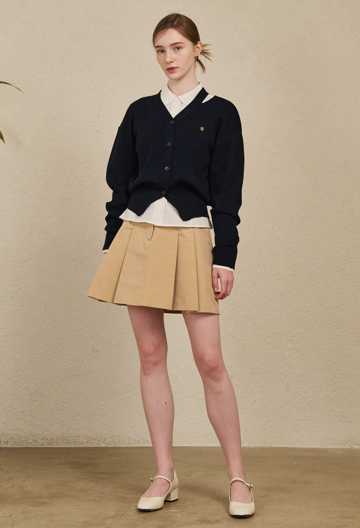 V-Neck Cut Out Cardigan - Navy